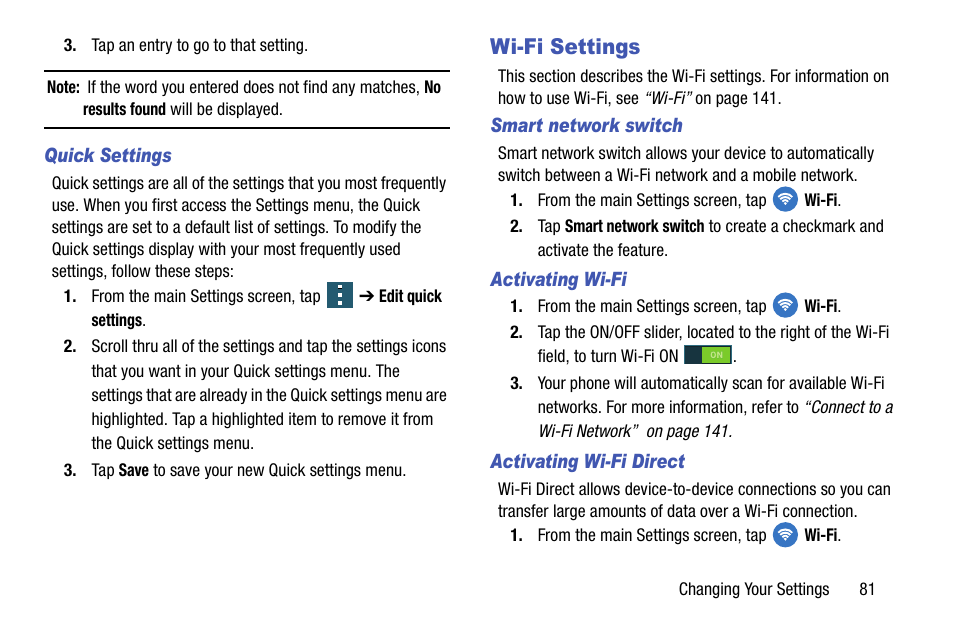 Wi-fi settings | Samsung SM-G870ARREATT User Manual | Page 89 / 213