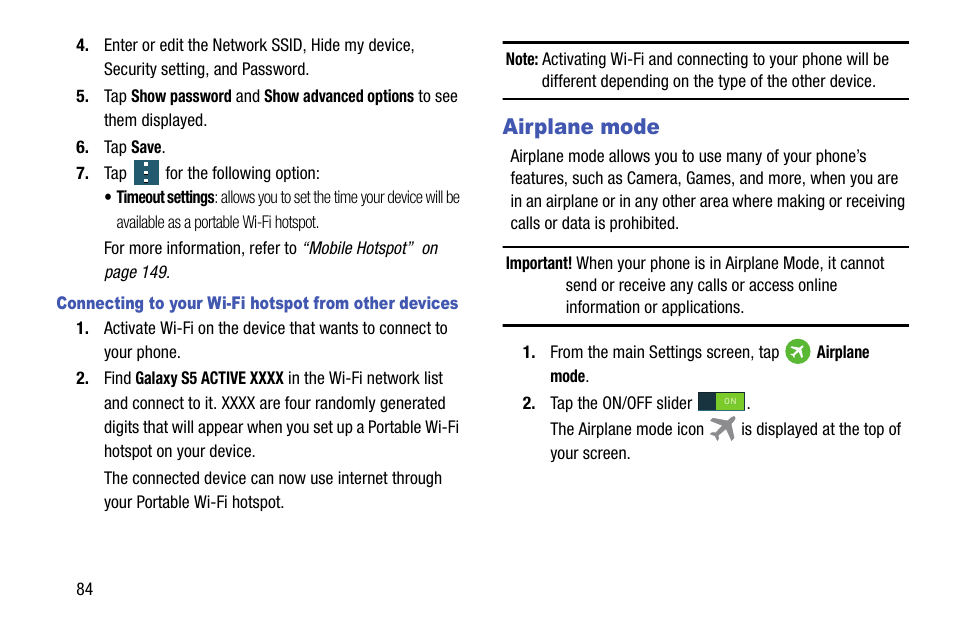 Airplane mode | Samsung SM-G870ARREATT User Manual | Page 92 / 213