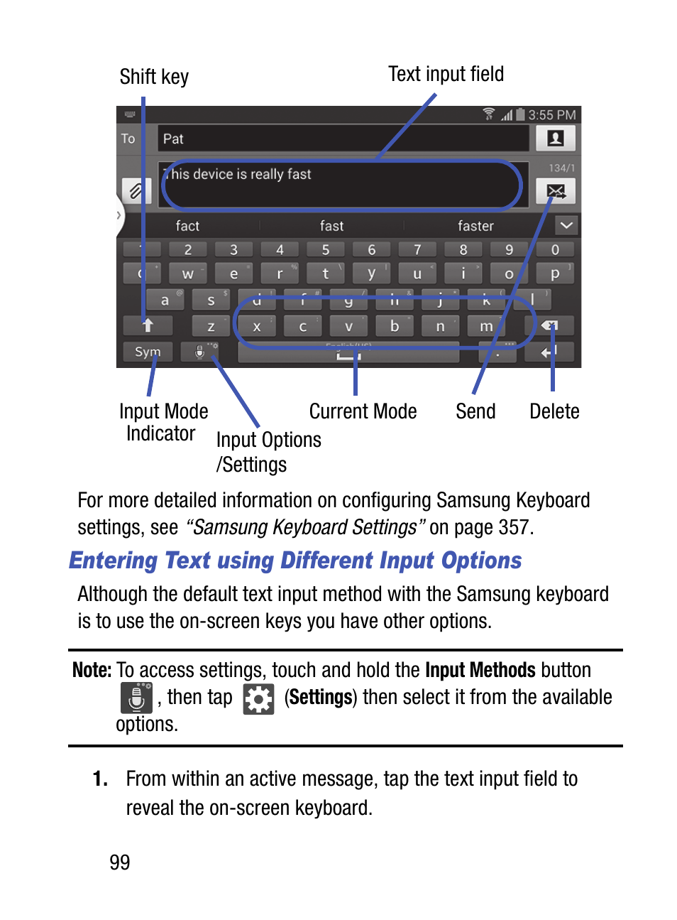 Entering text using different input options | Samsung SM-S975LZKATFN User Manual | Page 106 / 479