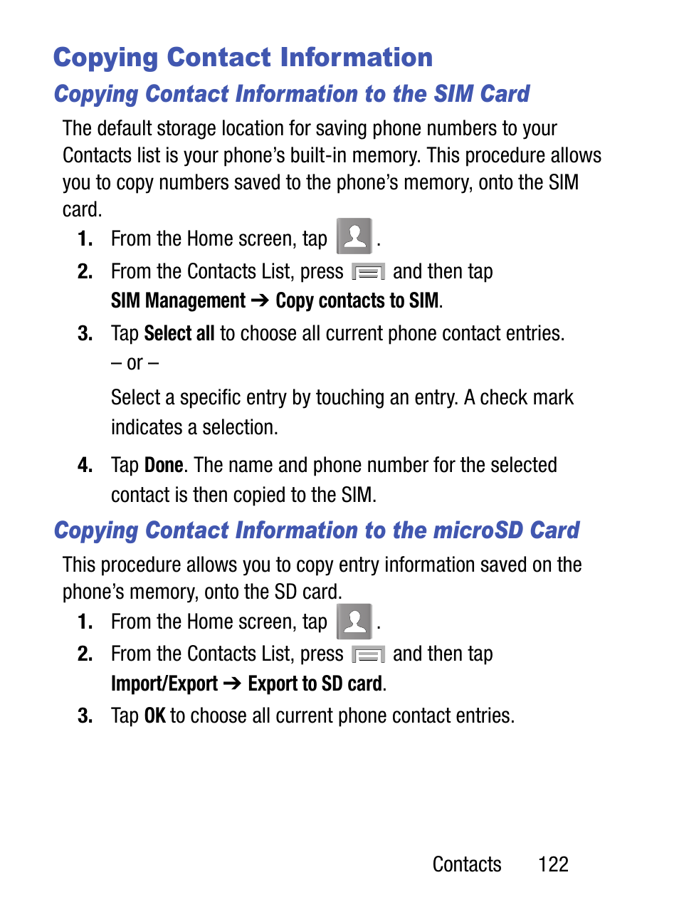 Copying contact information | Samsung SM-S975LZKATFN User Manual | Page 129 / 479