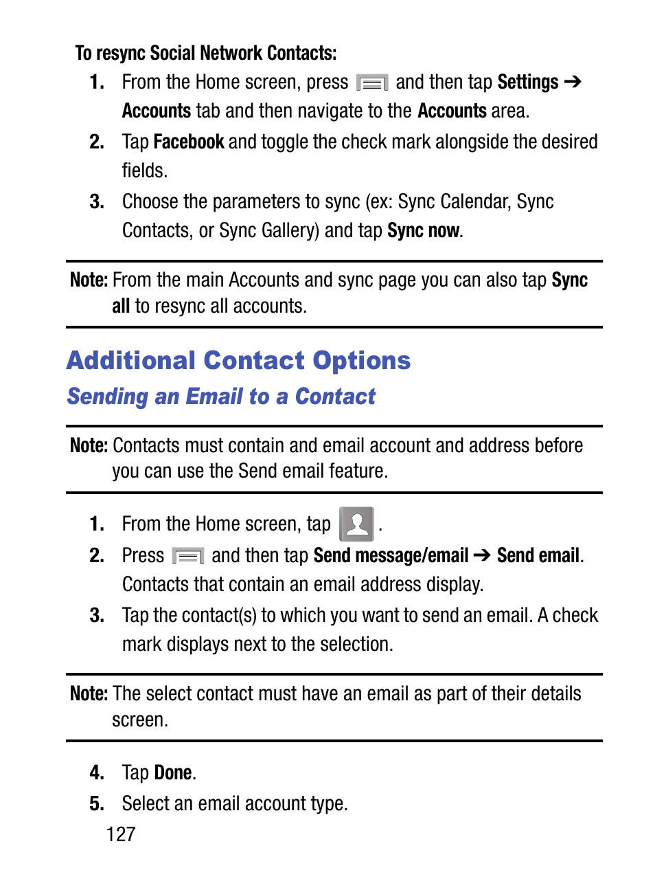 Additional contact options, Sending an email to a contact | Samsung SM-S975LZKATFN User Manual | Page 134 / 479