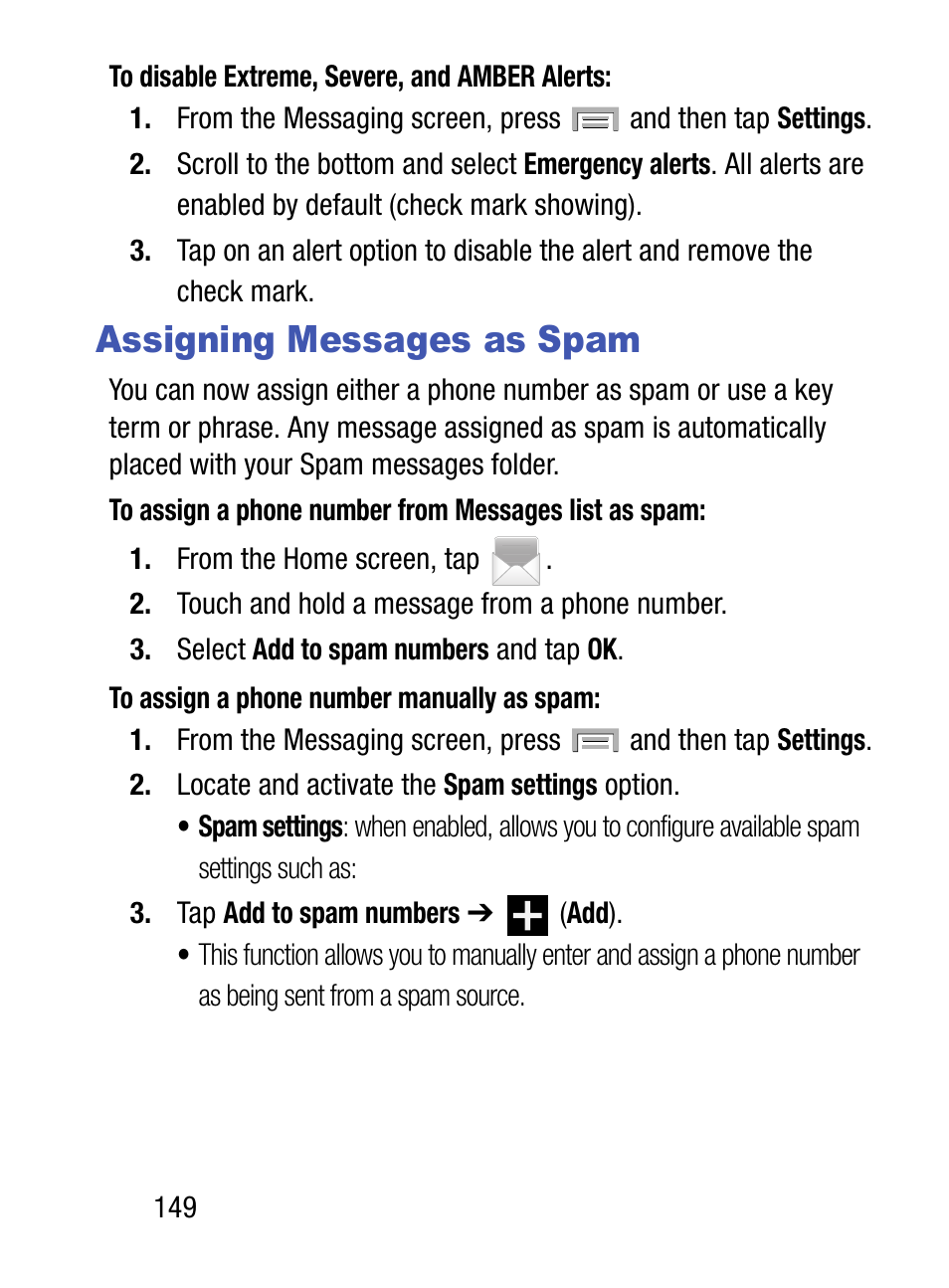 Assigning messages as spam | Samsung SM-S975LZKATFN User Manual | Page 156 / 479