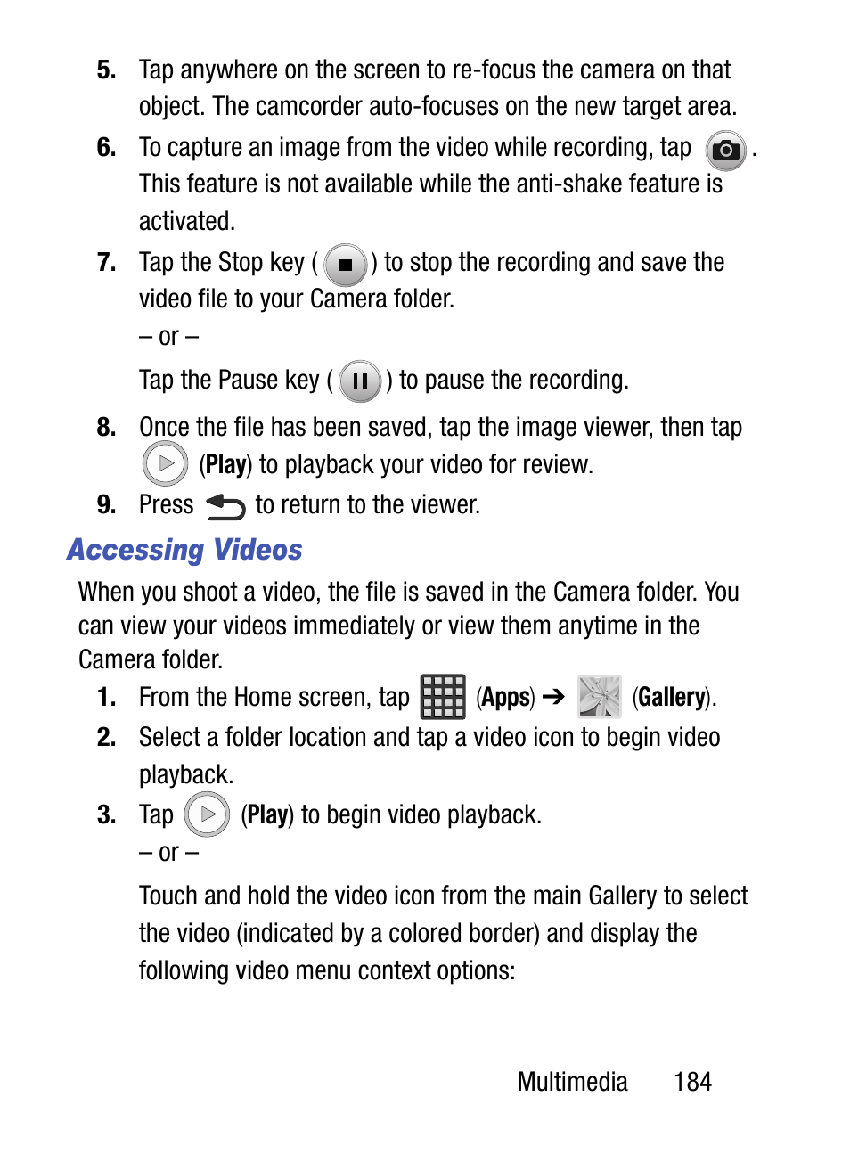 Accessing videos | Samsung SM-S975LZKATFN User Manual | Page 191 / 479