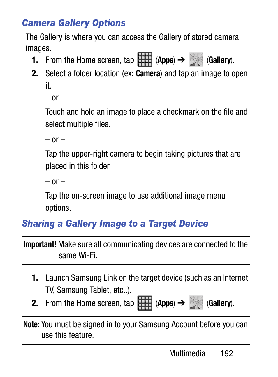 Camera gallery options, Sharing a gallery image to a target device | Samsung SM-S975LZKATFN User Manual | Page 199 / 479