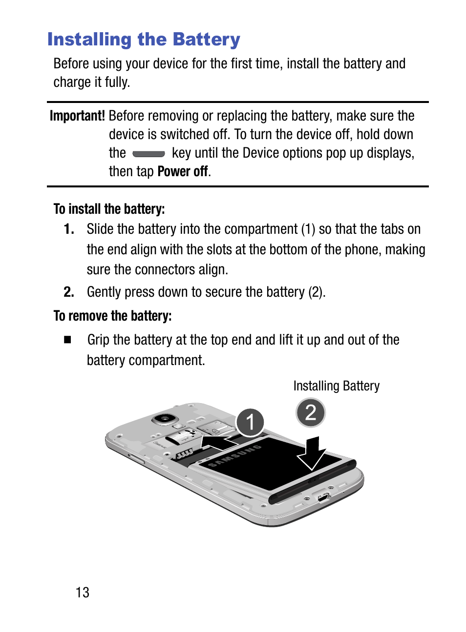 Installing the battery | Samsung SM-S975LZKATFN User Manual | Page 20 / 479