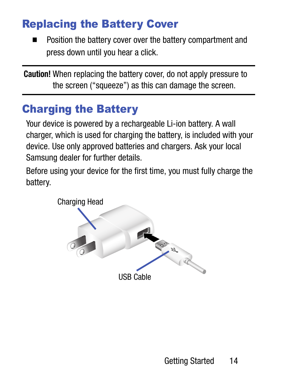 Replacing the battery cover, Charging the battery, Replacing the battery cover charging the battery | Samsung SM-S975LZKATFN User Manual | Page 21 / 479