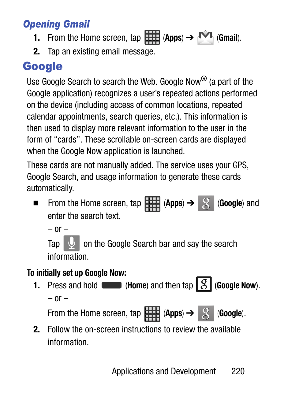 Google, Opening gmail | Samsung SM-S975LZKATFN User Manual | Page 227 / 479