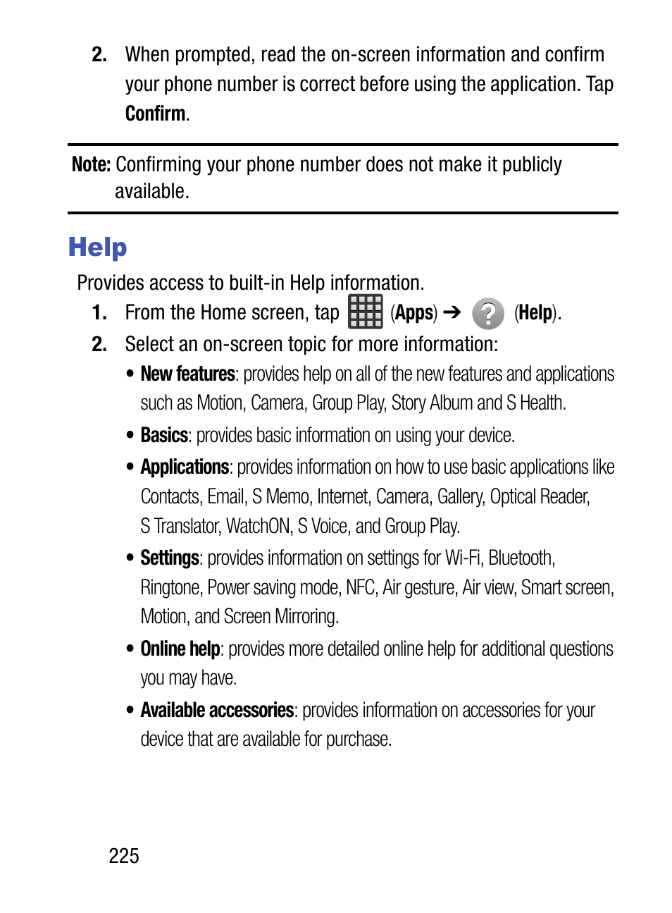 Help | Samsung SM-S975LZKATFN User Manual | Page 232 / 479