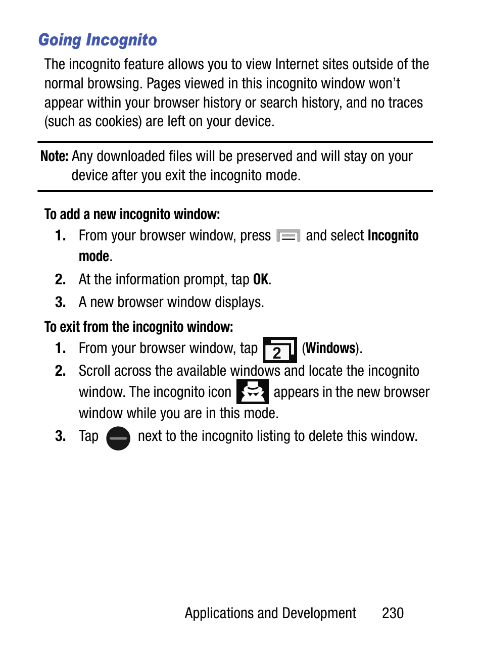 Going incognito | Samsung SM-S975LZKATFN User Manual | Page 237 / 479