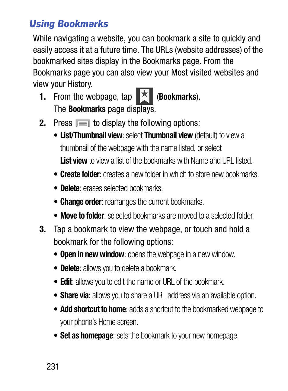 Using bookmarks | Samsung SM-S975LZKATFN User Manual | Page 238 / 479