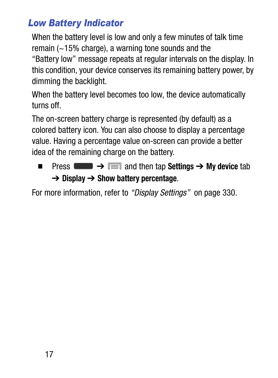 Low battery indicator | Samsung SM-S975LZKATFN User Manual | Page 24 / 479