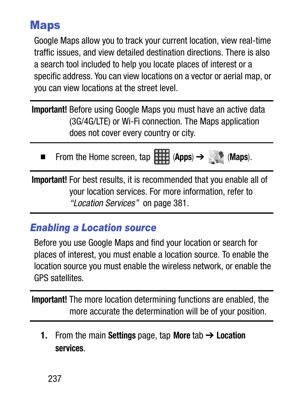 Maps | Samsung SM-S975LZKATFN User Manual | Page 244 / 479