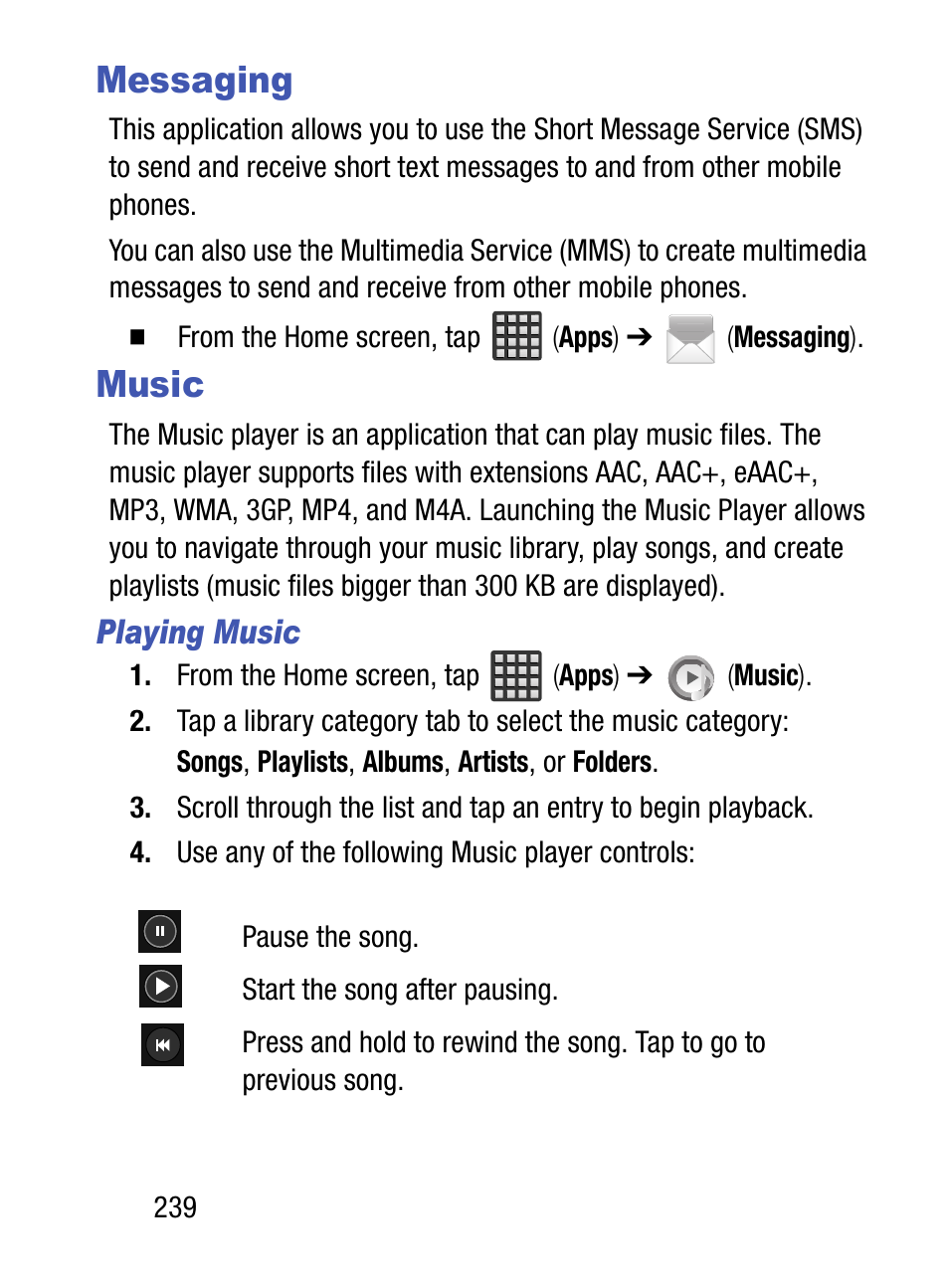 Messaging, Music, Messaging music | Samsung SM-S975LZKATFN User Manual | Page 246 / 479