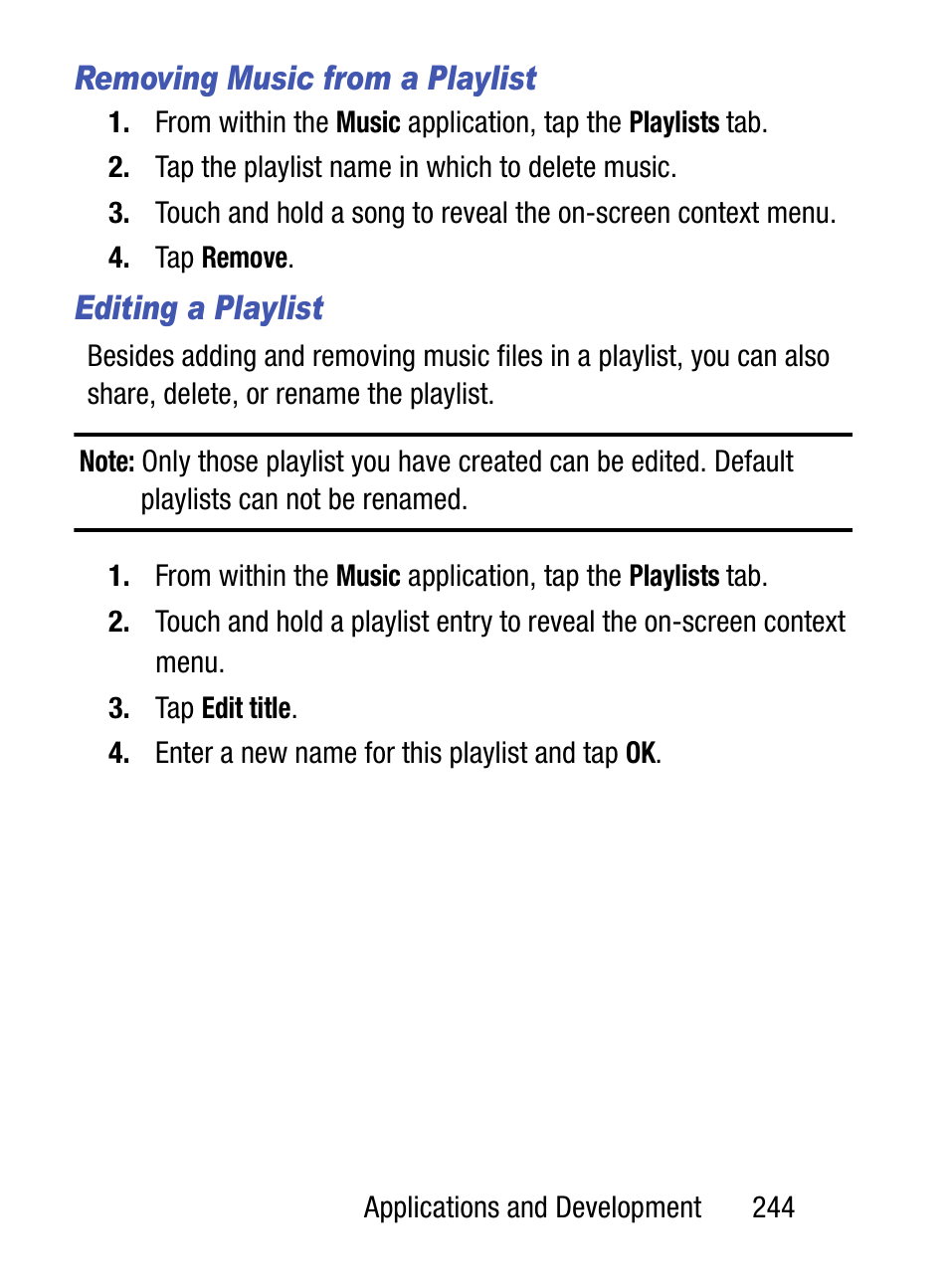 Removing music from a playlist, Editing a playlist | Samsung SM-S975LZKATFN User Manual | Page 251 / 479