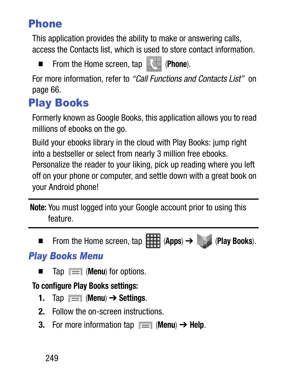 Phone, Play books, Phone play books | Samsung SM-S975LZKATFN User Manual | Page 256 / 479