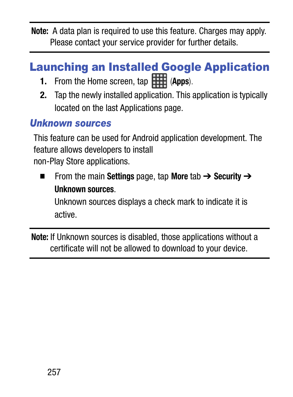 Launching an installed google application | Samsung SM-S975LZKATFN User Manual | Page 264 / 479