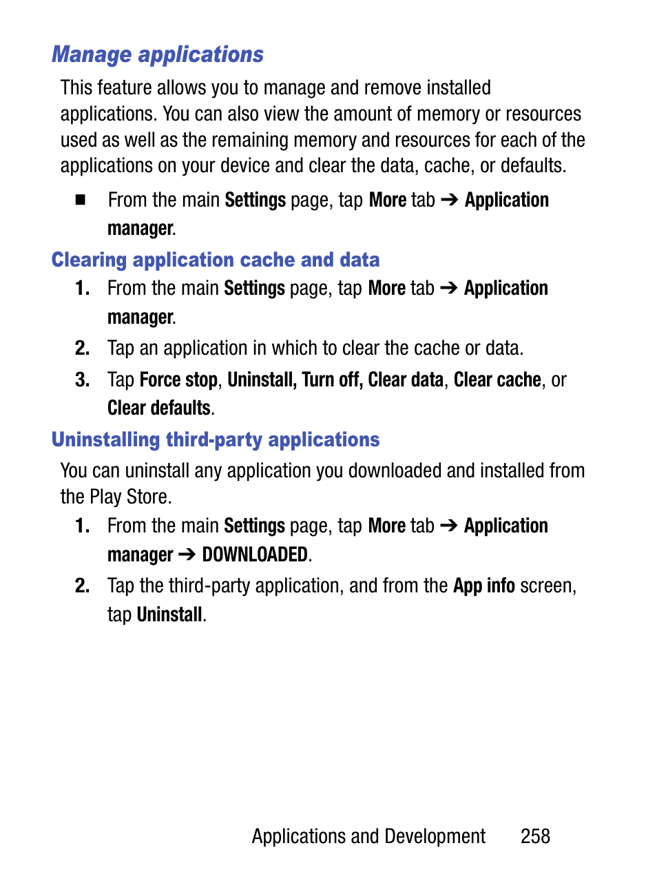 Manage applications | Samsung SM-S975LZKATFN User Manual | Page 265 / 479