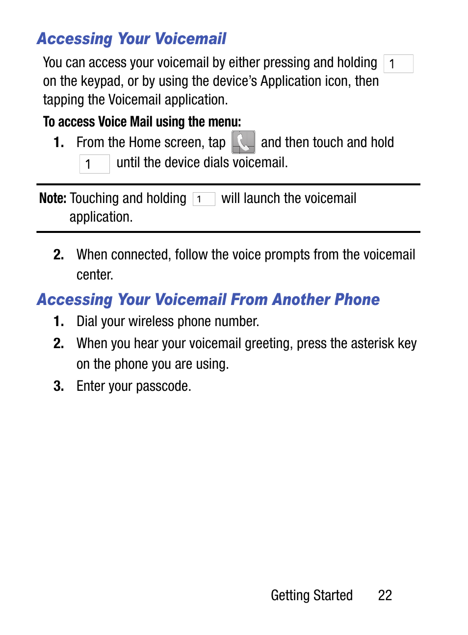 Accessing your voicemail, Accessing your voicemail from another phone | Samsung SM-S975LZKATFN User Manual | Page 29 / 479