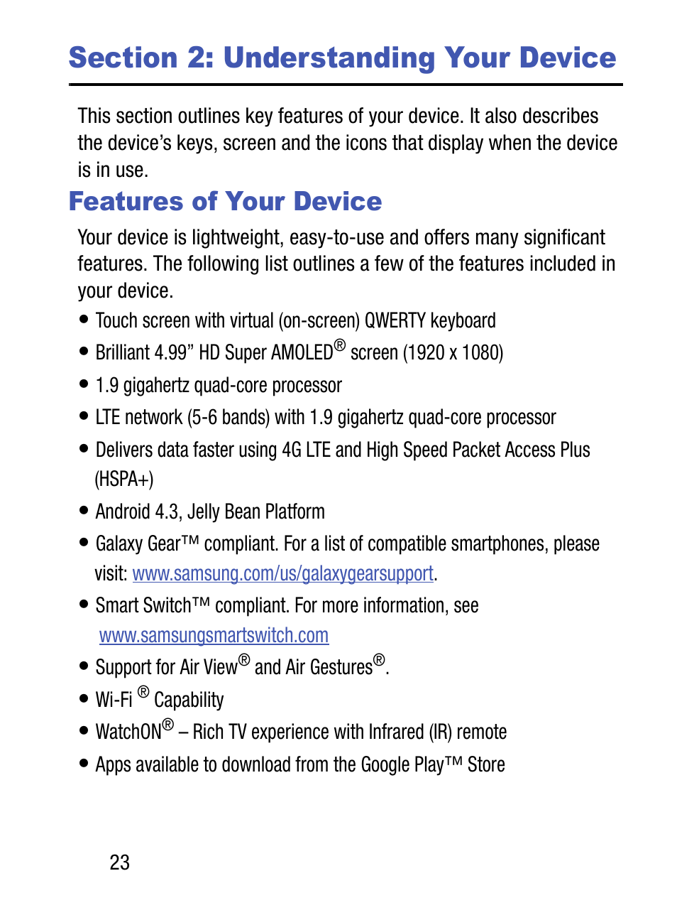 Section 2: understanding your device, Features of your device | Samsung SM-S975LZKATFN User Manual | Page 30 / 479