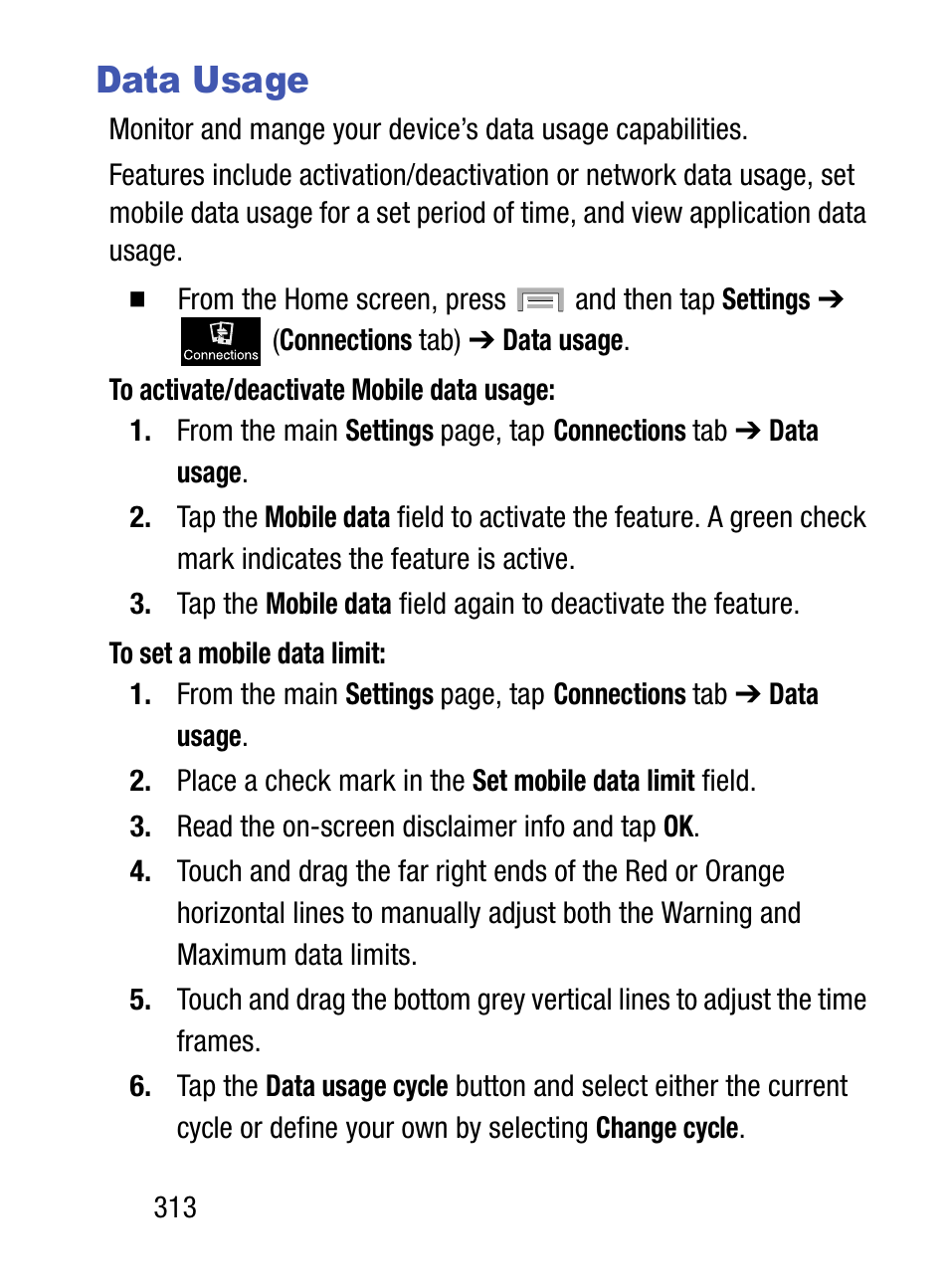 Data usage | Samsung SM-S975LZKATFN User Manual | Page 320 / 479
