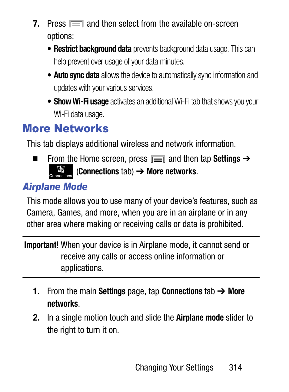 More networks, Airplane mode | Samsung SM-S975LZKATFN User Manual | Page 321 / 479
