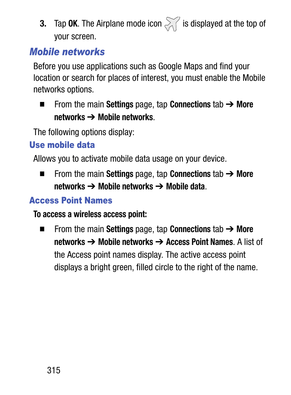 Mobile networks | Samsung SM-S975LZKATFN User Manual | Page 322 / 479