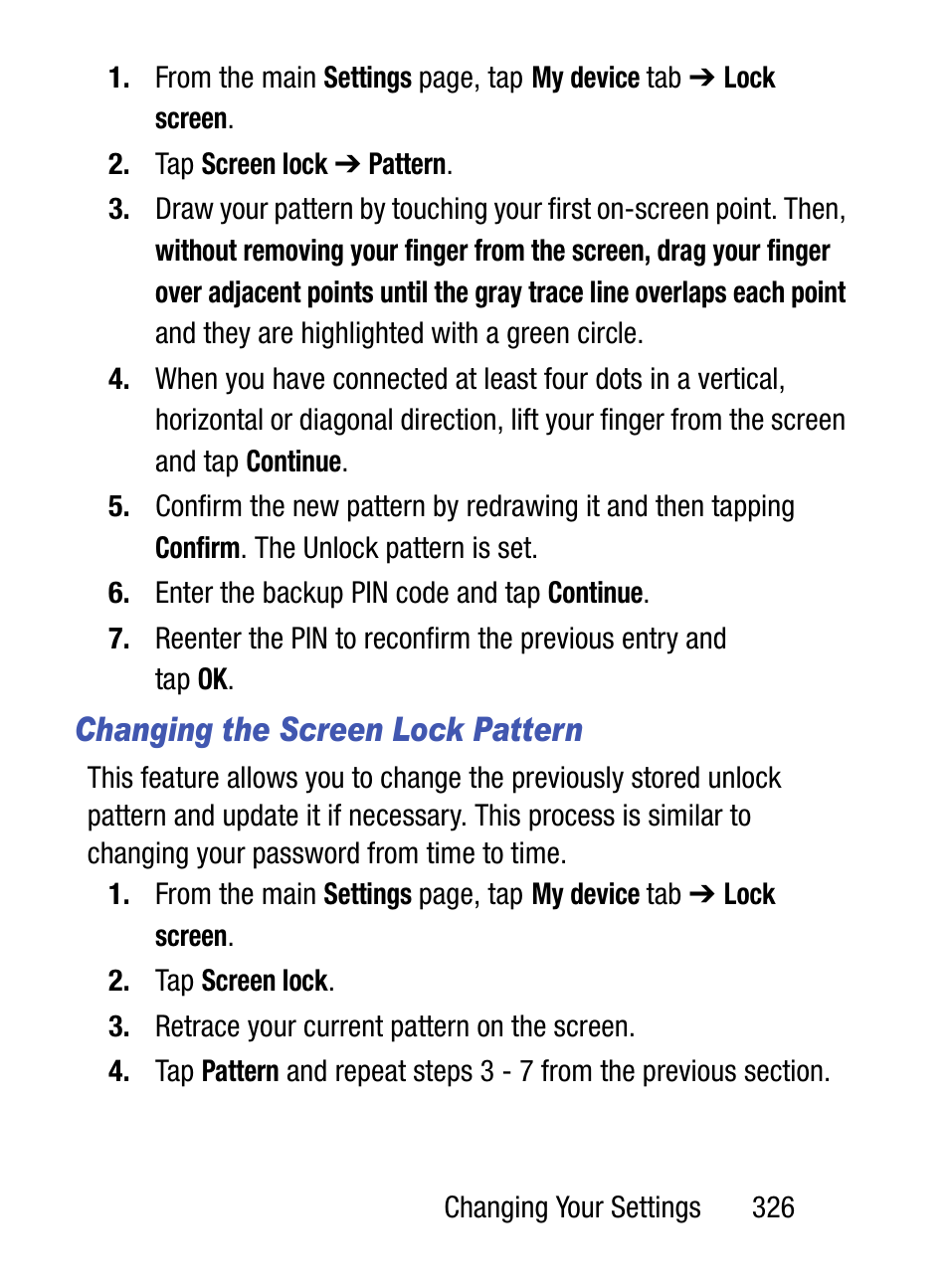 Changing the screen lock pattern | Samsung SM-S975LZKATFN User Manual | Page 333 / 479