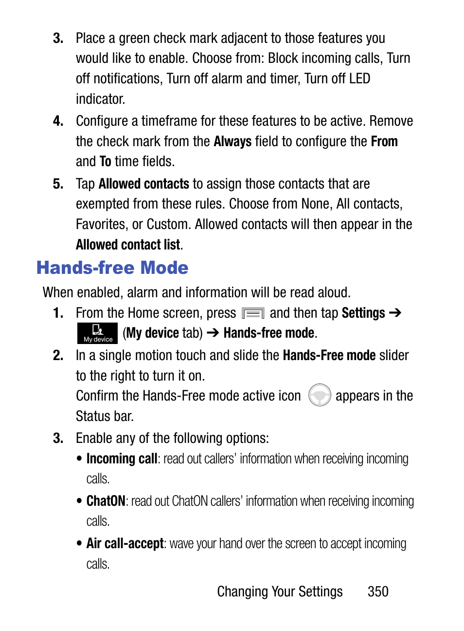 Hands-free mode | Samsung SM-S975LZKATFN User Manual | Page 357 / 479