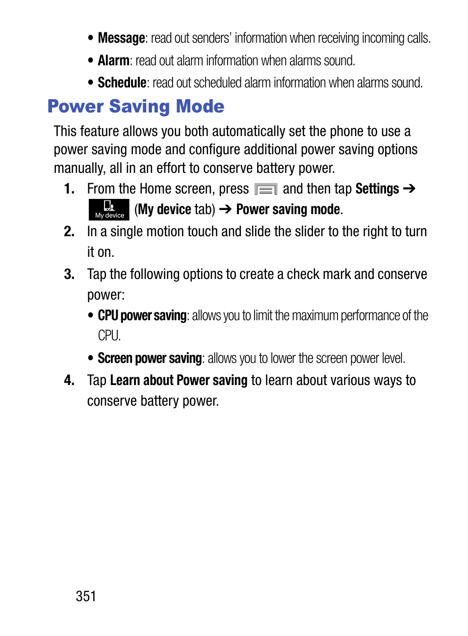 Power saving mode | Samsung SM-S975LZKATFN User Manual | Page 358 / 479