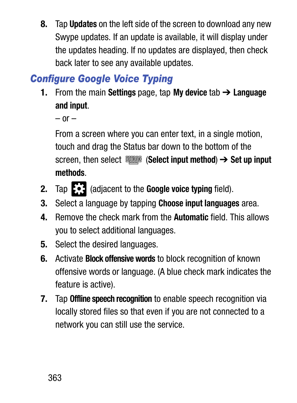 Configure google voice typing | Samsung SM-S975LZKATFN User Manual | Page 370 / 479