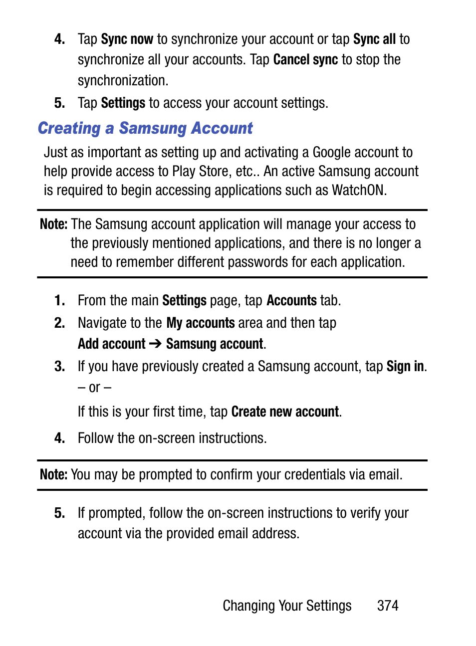 Creating a samsung account | Samsung SM-S975LZKATFN User Manual | Page 381 / 479