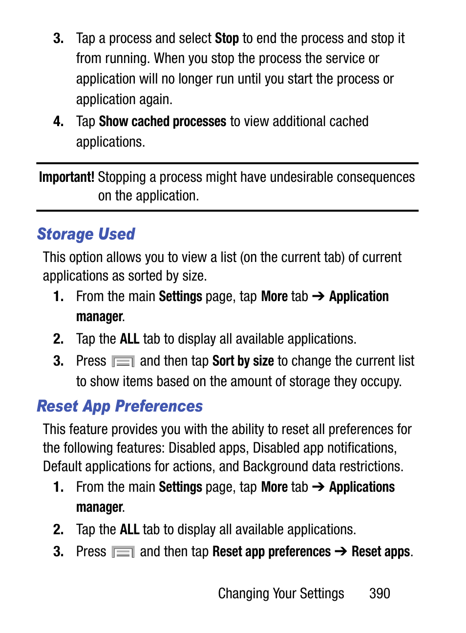 Storage used, Reset app preferences | Samsung SM-S975LZKATFN User Manual | Page 397 / 479