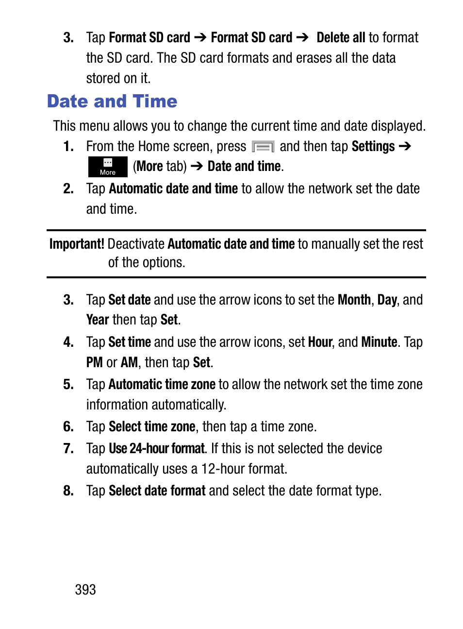 Date and time | Samsung SM-S975LZKATFN User Manual | Page 400 / 479