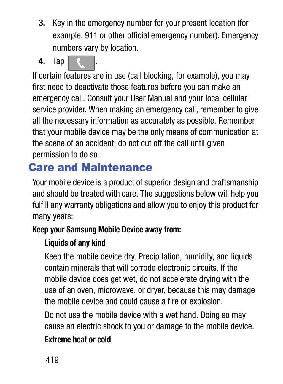 Care and maintenance | Samsung SM-S975LZKATFN User Manual | Page 426 / 479