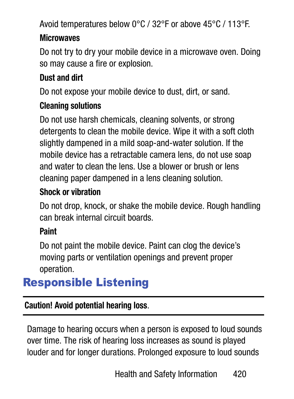 Responsible listening | Samsung SM-S975LZKATFN User Manual | Page 427 / 479