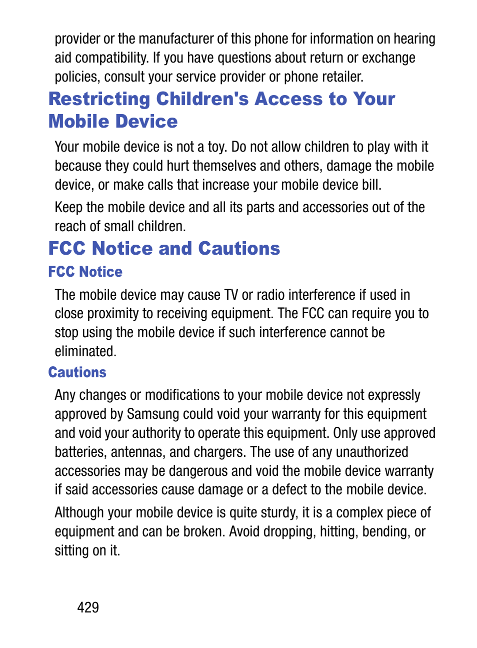 Fcc notice and cautions | Samsung SM-S975LZKATFN User Manual | Page 436 / 479