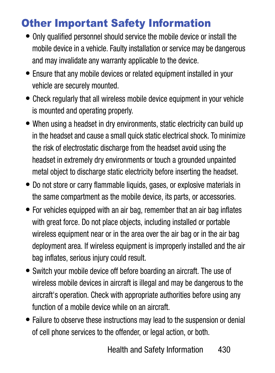 Other important safety information | Samsung SM-S975LZKATFN User Manual | Page 437 / 479