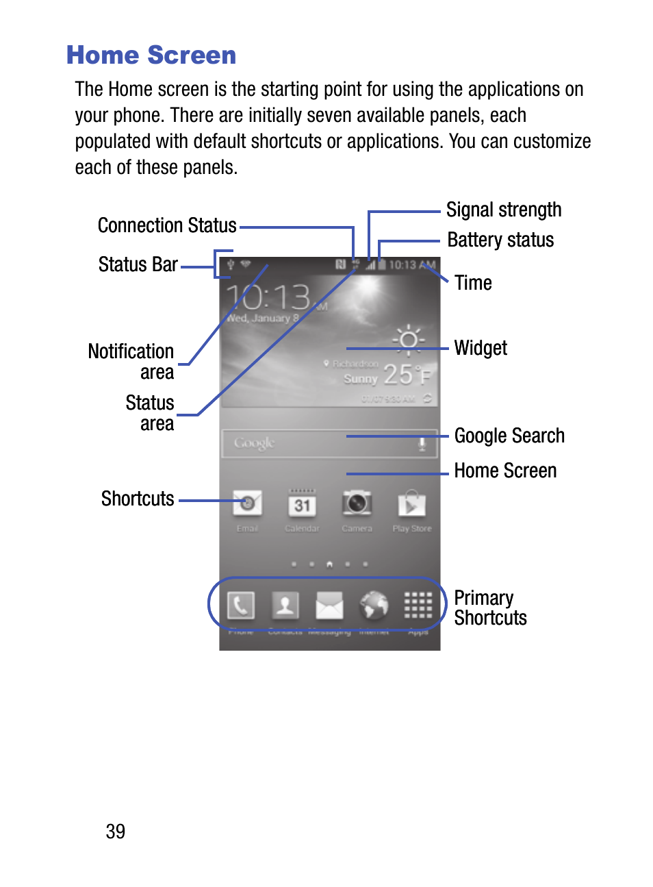 Home screen | Samsung SM-S975LZKATFN User Manual | Page 46 / 479