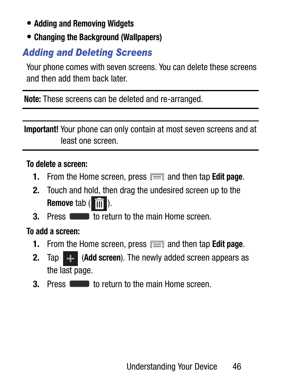 Adding and deleting screens | Samsung SM-S975LZKATFN User Manual | Page 53 / 479