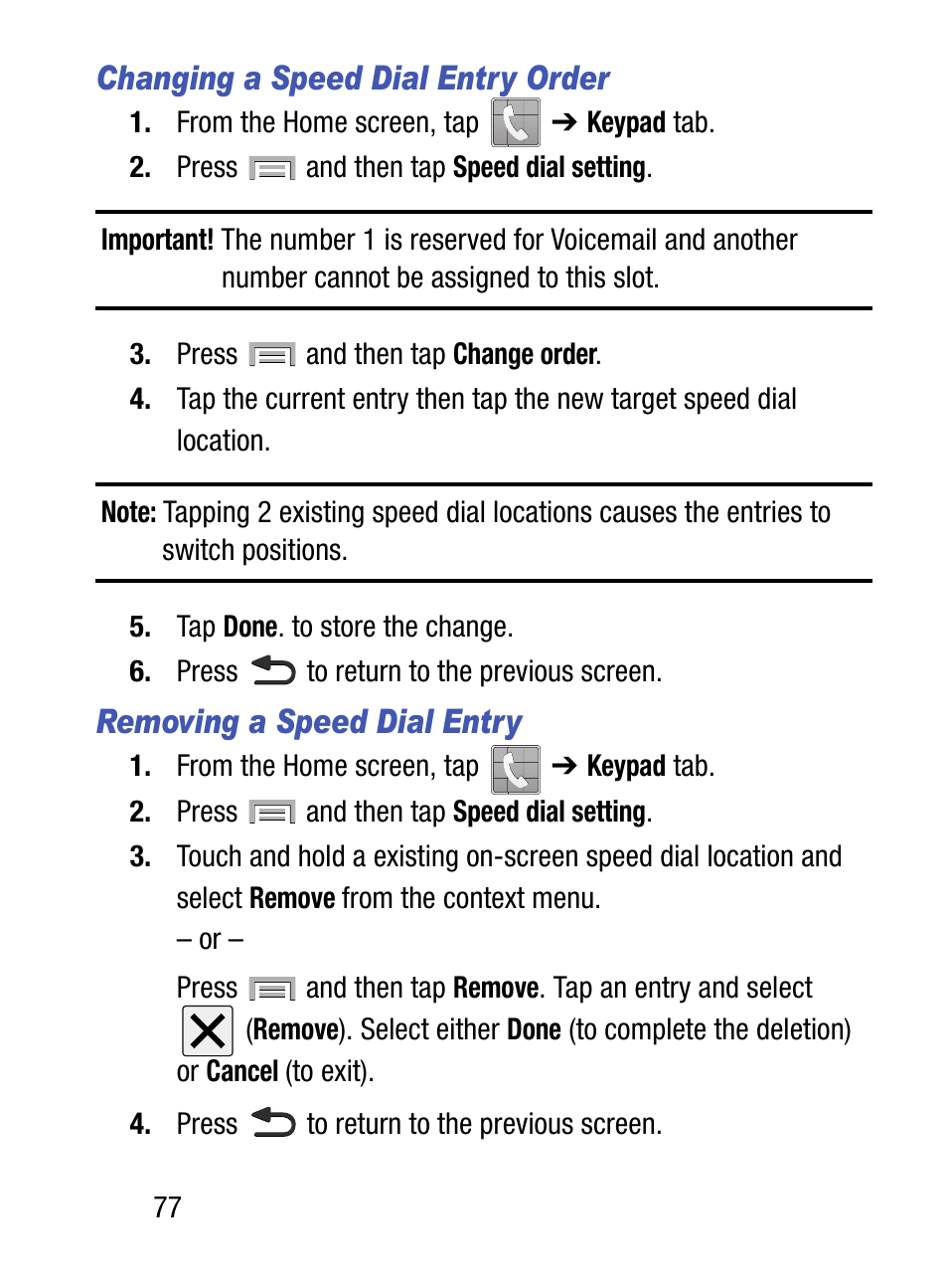 Changing a speed dial entry order, Removing a speed dial entry | Samsung SM-S975LZKATFN User Manual | Page 84 / 479