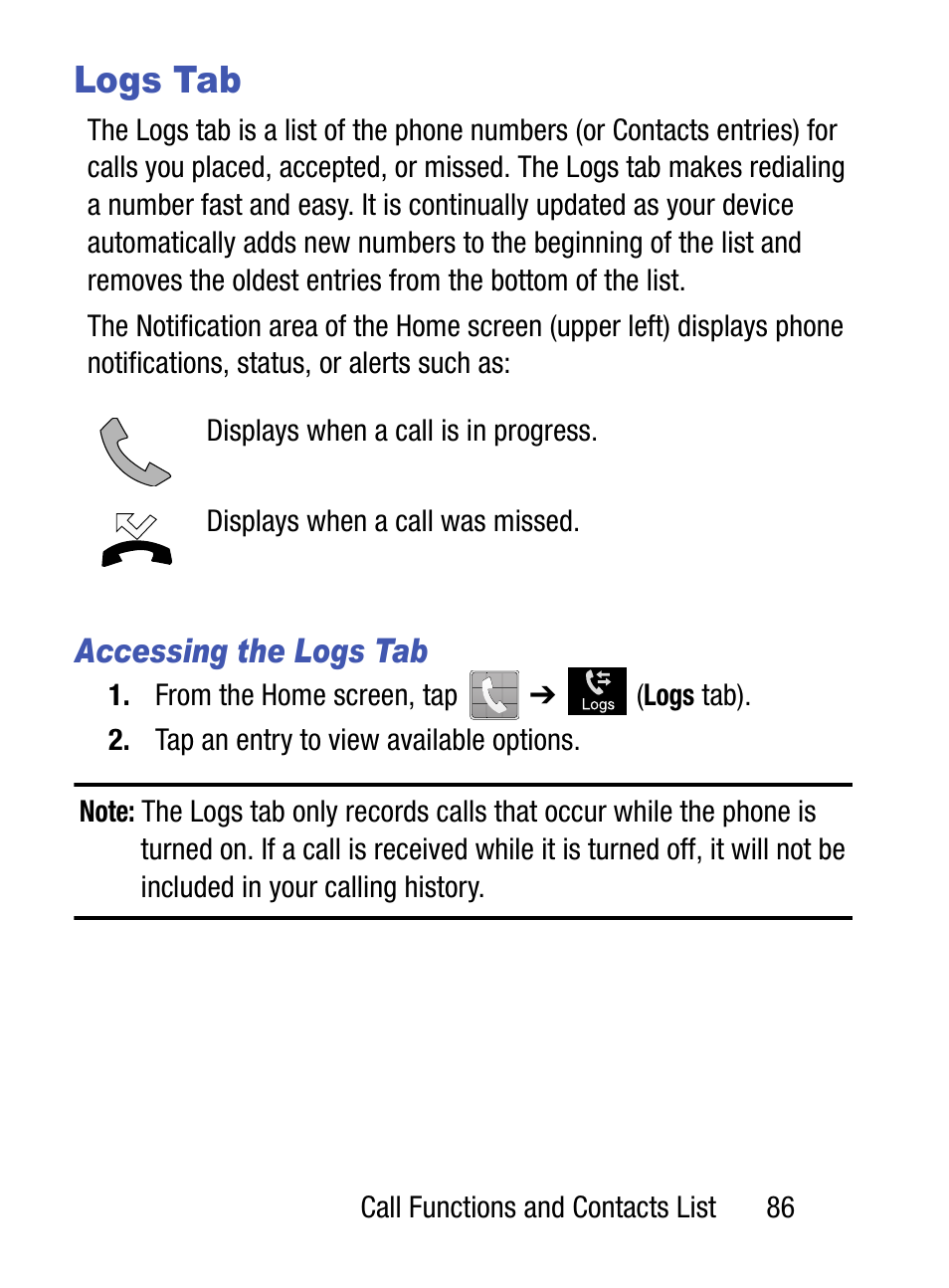 Logs tab | Samsung SM-S975LZKATFN User Manual | Page 93 / 479