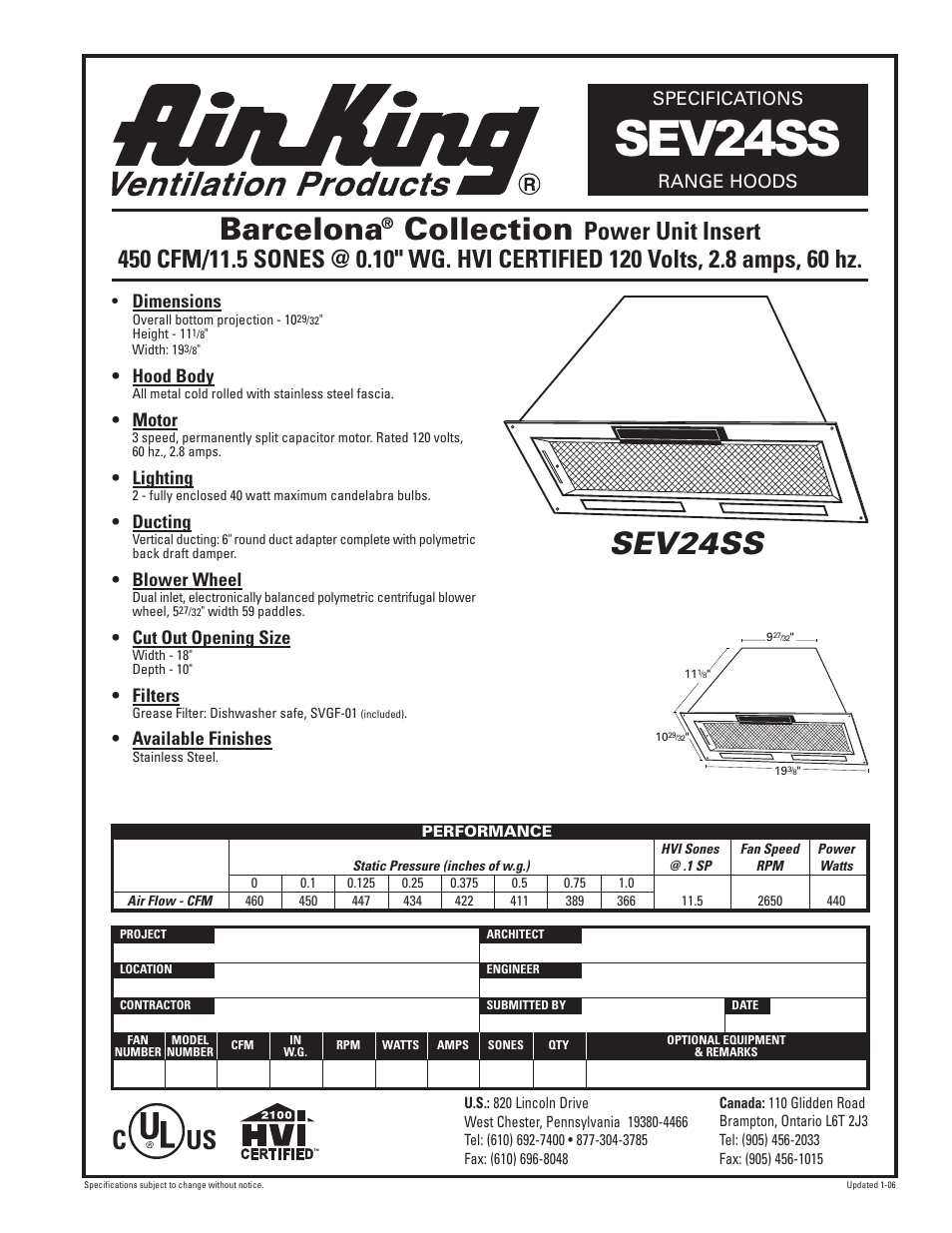 Air King SEV24SS User Manual | 1 page
