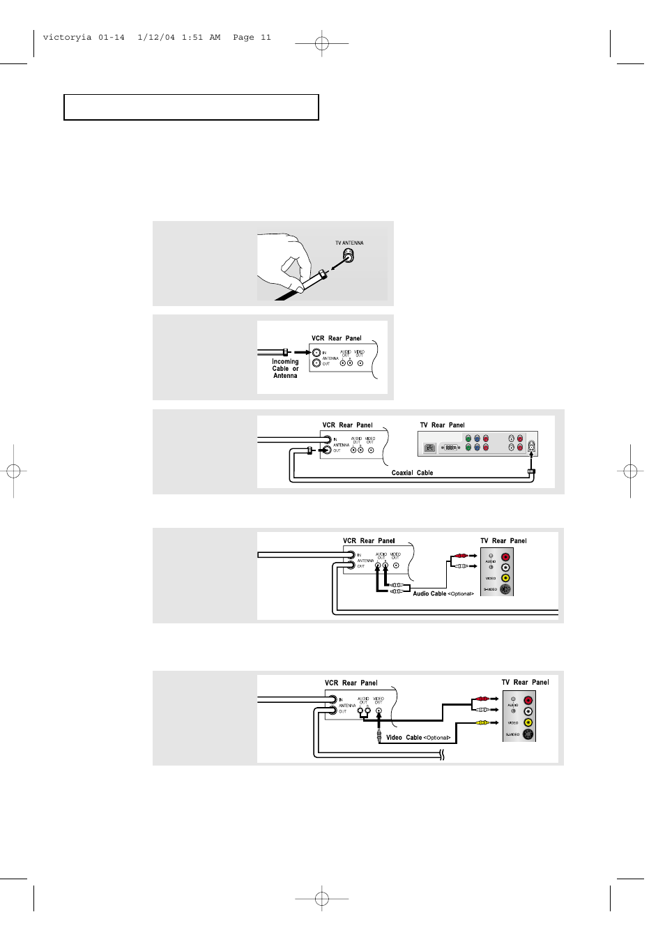 Connecting a vcr | Samsung LTP227WX-XAA User Manual | Page 14 / 73