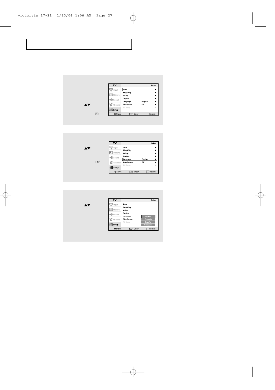 Selecting a menu language | Samsung LTP227WX-XAA User Manual | Page 30 / 73