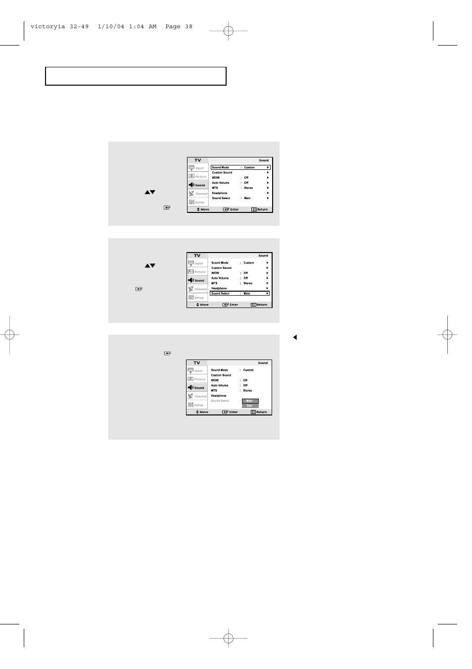 Selecting the main or sub sound | Samsung LTP227WX-XAA User Manual | Page 41 / 73