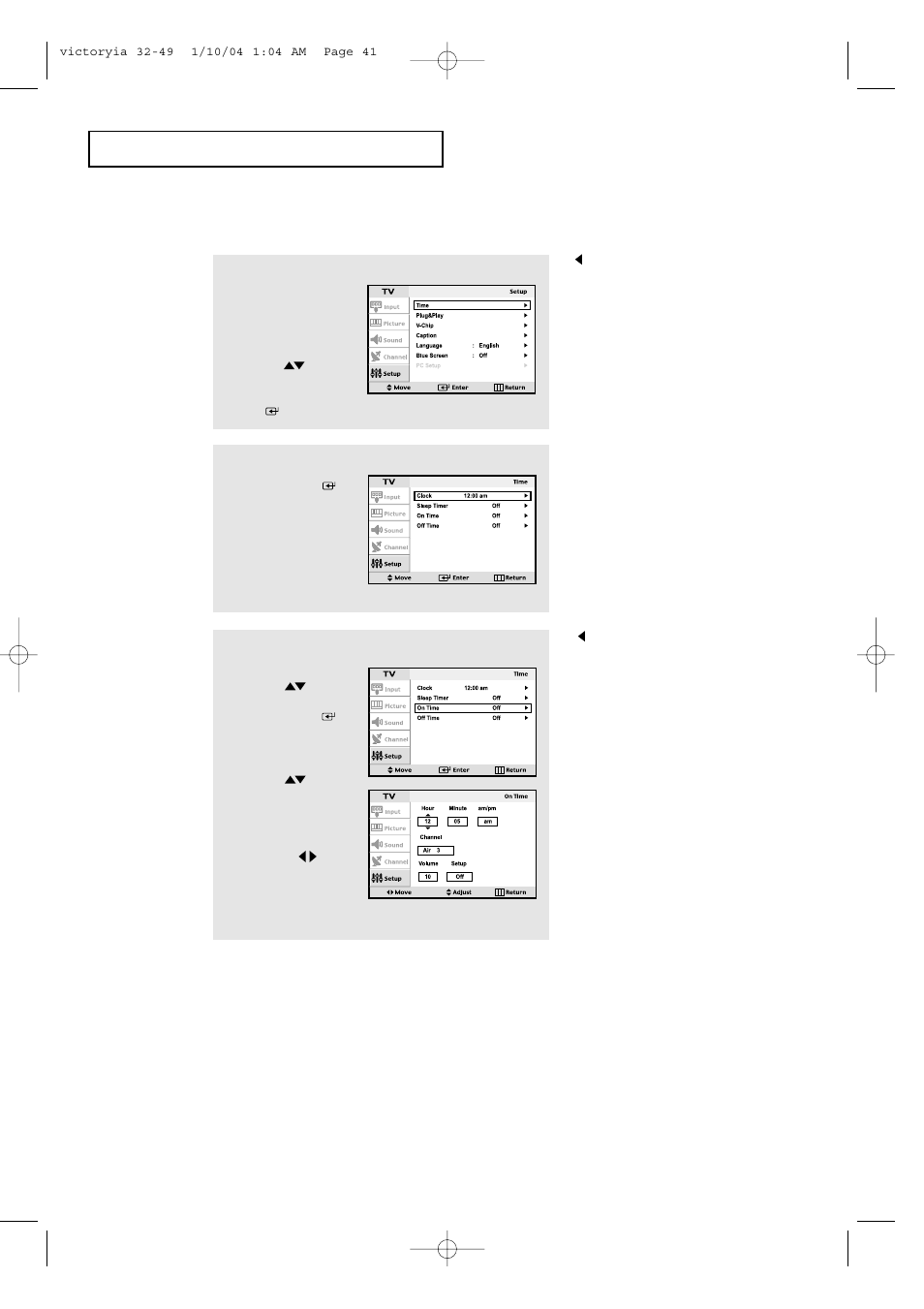 Setting the on/off timer | Samsung LTP227WX-XAA User Manual | Page 44 / 73