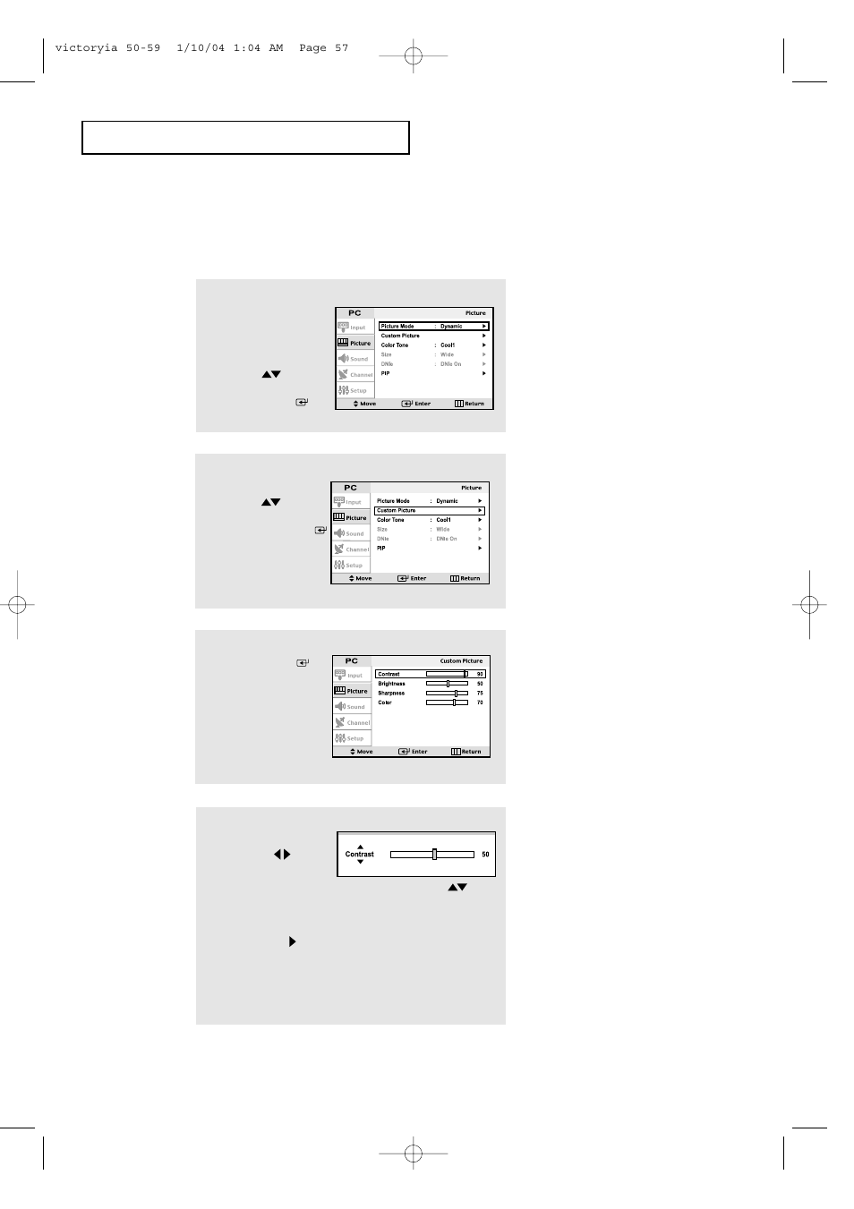 Customizing the picture, P c d | Samsung LTP227WX-XAA User Manual | Page 60 / 73