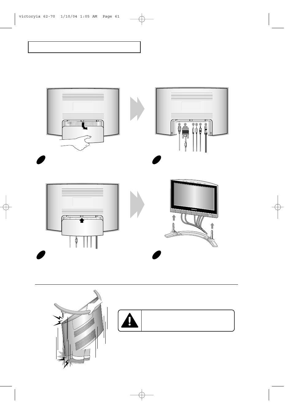 4how to connect the cables and stand base | Samsung LTP227WX-XAA User Manual | Page 64 / 73
