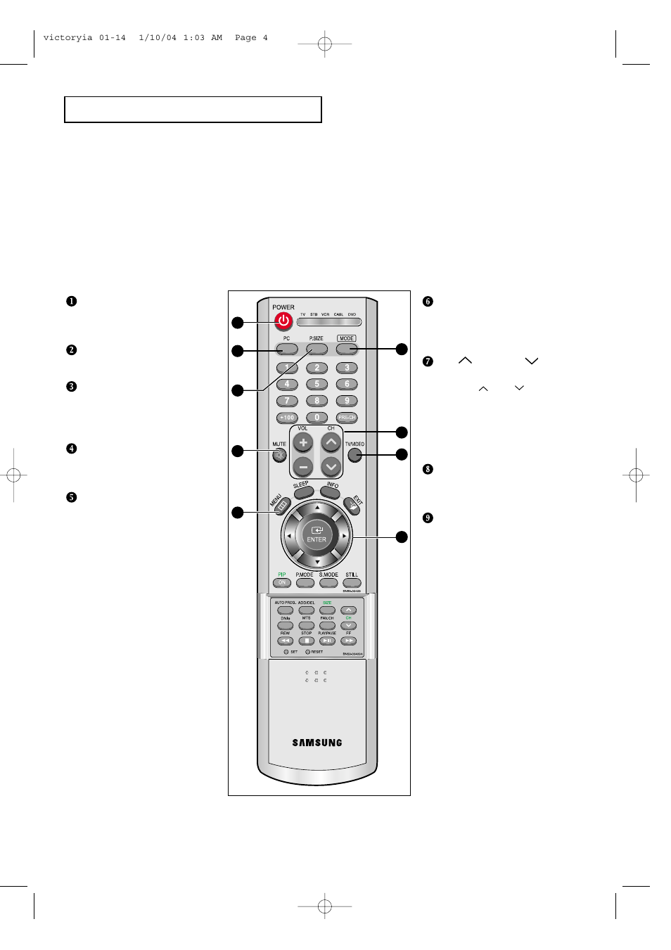 Remote control | Samsung LTP227WX-XAA User Manual | Page 7 / 73