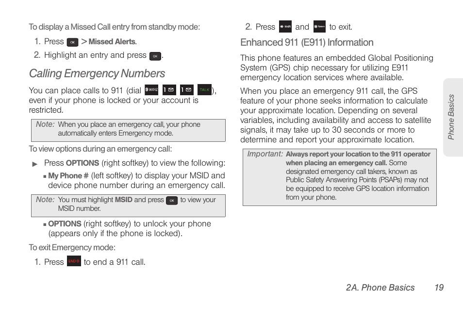 Calling emergency numbers | Samsung SPH-M260ZKABST User Manual | Page 26 / 113